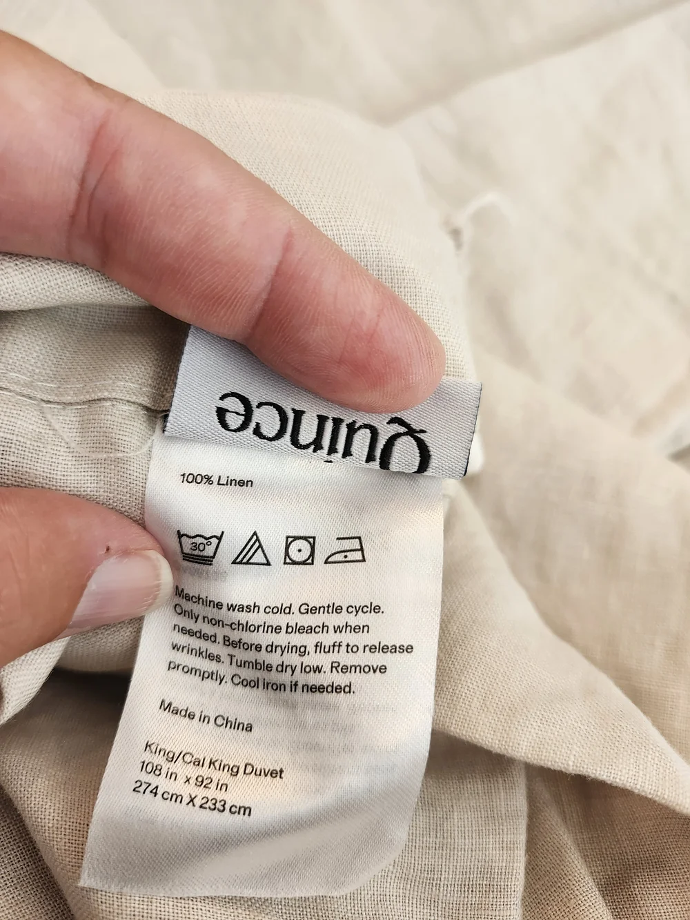 Quince 100% European Linen Duvet Cover King/Cal King Sand NWOT